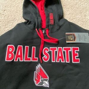 COPY - NWT BALL STATE UNIV embroidered HOODIE cotton pullover sweatshirt Medium